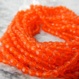 HYACINTH Faceted Round 3mm Czech Glass Beads /Qty 50 Firepolished Small /Gorgeous Bright Orange Beads /Great Accent Bead