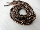 CHOCOLATE BRONZE Faceted Round Czech Glass Beads 3mm Qty 50 Firepolished Tiny Brown Bronze Beads