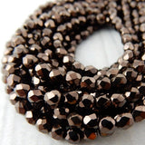 CHOCOLATE BRONZE Faceted Round Czech Glass Beads 3mm Qty 50 Firepolished Tiny Brown Bronze Beads