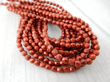 Metallic Lava Matte 3mm Faceted Round Beads /Czech Glass Beads /Red Metal Firepolished Beads /Fire Polish