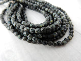 MATTE JET PICASSO Faceted Round Czech Beads, 3mm Czech Glass Beads Qty 50 Firepolished Tiny Black Czech Beads