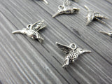 Hummingbird Charms, Antique Silver, Tierracast, Flying Bird Drops, Humming Bird, Bohemian Yoga Wrap Charm, Bulk Wholesale Charms