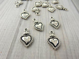 Sacred Heart Milagro Charms in antique silver by TierraCast from the Viva Mexicana Line, Day of The Dead, Love Valentines Day