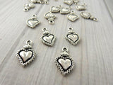 Sacred Heart Milagro Charms in antique silver by TierraCast from the Viva Mexicana Line, Day of The Dead, Love Valentines Day