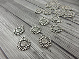 SUNFLOWER Charms, Antique Silver, Qty 4 to 20, Tierracast, Flower Charm Drops, Tierra Cast Charm