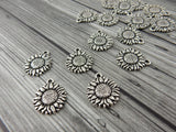 SUNFLOWER Charms, Antique Silver, Qty 4 to 20, Tierracast, Flower Charm Drops, Tierra Cast Charm