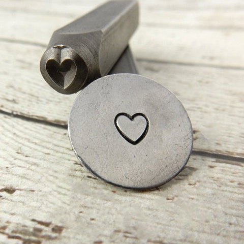 HEART Outline Metal Design Stamp 6mm Heart Design Stamp, Great Stamp for DIY Valentines Day Jewelry, Steel Stamp