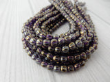 TANZANITE IRIS 5mm Melon Bead /Czech Glass Melons /Dark Purple Iris Pumpkin Beads /Great Shape and Size for Wrap Bracelets