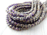 TANZANITE IRIS 5mm Melon Bead /Czech Glass Melons /Dark Purple Iris Pumpkin Beads /Great Shape and Size for Wrap Bracelets