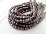 TANZANITE IRIS 5mm Melon Bead /Czech Glass Melons /Dark Purple Iris Pumpkin Beads /Great Shape and Size for Wrap Bracelets