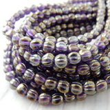 TANZANITE IRIS 5mm Melon Bead /Czech Glass Melons /Dark Purple Iris Pumpkin Beads /Great Shape and Size for Wrap Bracelets