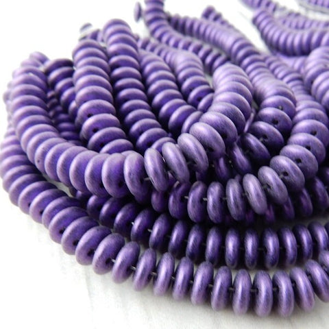 METALLIC SUEDE PURPLE CzechMates Lentil Beads /2 hole /6 mm /Czech Glass /Lentils /Full Strand of 50 Beads