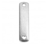 RECTANGLE with HEART Blanks, ImpressArt Pewter Blank Tags, Qty 2 Blanks 1 1/2" x 3/8" Soft Strike Stamping, For Metal Stamped Jewelry