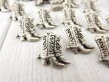 COWBOY BOOT Metal Buttons, Western Boots, 3/4" Button, Antique Silver 20mm, Qty 4 Great for Leather Wrap Clasps