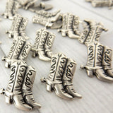 COWBOY BOOT Metal Buttons, Western Boots, 3/4" Button, Antique Silver 20mm, Qty 4 Great for Leather Wrap Clasps