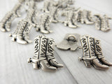 COWBOY BOOT Metal Buttons, Western Boots, 3/4" Button, Antique Silver 20mm, Qty 4 Great for Leather Wrap Clasps