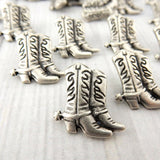 COWBOY BOOT Metal Buttons, Western Boots, 3/4" Button, Antique Silver 20mm, Qty 4 Great for Leather Wrap Clasps