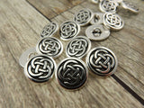 CELTIC KNOT Metal Buttons Tierracast 16mm Button, Qty 4 to 8, Silver Round Shank Celtic Buttons, Great Leather Wraps or Focal Clasps