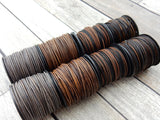 Brown Leather Cord Qty 4 Yards or 24 Yard Spool, 1.5mm Round Cording, Great Wrap Bracelets, Natural Dye Gray, Antique Brown, and Gypsy Sippa