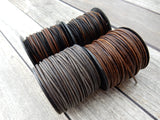 Brown Leather Cord Qty 4 Yards or 24 Yard Spool, 1.5mm Round Cording, Great Wrap Bracelets, Natural Dye Gray, Antique Brown, and Gypsy Sippa