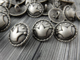 CROWN Button, Antique Silver Metal Button, 20mm Qty 4 Whimsical Court Jester Crown, Great Leather Wrap Clasps Clothing Buttons