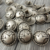 CROWN Button, Antique Silver Metal Button, 20mm Qty 4 Whimsical Court Jester Crown, Great Leather Wrap Clasps Clothing Buttons