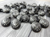 Eagle Buttons, Military or Biker Style Buttons, Gunmetal Gray Metal Button, 15mm 5/8" Qty 4, Leather Wrap Clasps or Clothing