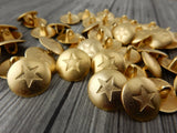 GOLD STAR Buttons, Bright Gold Metal Button, 15mm, 5/8" Qty 4 Great Leather Wrap Clasps Clothing Buttons