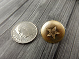 GOLD STAR Buttons, Bright Gold Metal Button, 15mm, 5/8" Qty 4 Great Leather Wrap Clasps Clothing Buttons