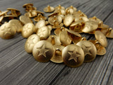 GOLD STAR Buttons, Bright Gold Metal Button, 15mm, 5/8" Qty 4 Great Leather Wrap Clasps Clothing Buttons