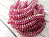 HALO MADDER ROSE CzechMates Lentil Beads /Rose Pink with Soft Gold Shimmer Lentils /2 hole /6 mm /Czech Glass /Full Strand 50 Beads