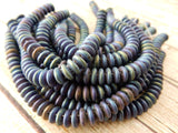 Matte IRIS BLUE Lentil Beads, Czech Glass Lentils, Qty 50 Beautiful Earthy Blue Discs, 2 hole 6mm Beads