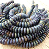 Matte IRIS BLUE Lentil Beads, Czech Glass Lentils, Qty 50 Beautiful Earthy Blue Discs, 2 hole 6mm Beads