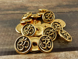 OM Buttons Tierracast Metal Buttons, 16mm Antique Gold Round Buttons, Qty 4, Shank Button, Great for Leather Wraps or Focal Clasps