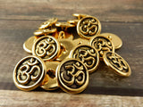 OM Buttons Tierracast Metal Buttons, 16mm Antique Gold Round Buttons, Qty 4, Shank Button, Great for Leather Wraps or Focal Clasps