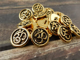 OM Buttons Tierracast Metal Buttons, 16mm Antique Gold Round Buttons, Qty 4, Shank Button, Great for Leather Wraps or Focal Clasps