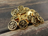 OM Buttons Tierracast Metal Buttons, 16mm Antique Gold Round Buttons, Qty 4, Shank Button, Great for Leather Wraps or Focal Clasps