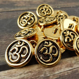 OM Buttons Tierracast Metal Buttons, 16mm Antique Gold Round Buttons, Qty 4, Shank Button, Great for Leather Wraps or Focal Clasps