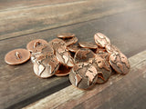 Earth Buttons Tierracast 16mm, 5/8" Antique Copper Qty 4, Round Shank Back Metal Button, Leather Wraps or Focal Clasps