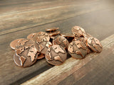 Earth Buttons Tierracast 16mm, 5/8" Antique Copper Qty 4, Round Shank Back Metal Button, Leather Wraps or Focal Clasps