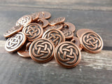 CELTIC KNOT Metal Buttons, Tierracast Buttons, 16mm Antique Copper Round Buttons, Shank Button, Great for Leather Wraps or Focal Clasps