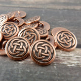 CELTIC KNOT Metal Buttons, Tierracast Buttons, 16mm Antique Copper Round Buttons, Shank Button, Great for Leather Wraps or Focal Clasps