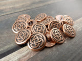 CELTIC KNOT Metal Buttons, Tierracast Buttons, 16mm Antique Copper Round Buttons, Shank Button, Great for Leather Wraps or Focal Clasps