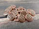 CELTIC KNOT Metal Buttons, Tierracast Buttons, 16mm Antique Copper Round Buttons, Shank Button, Great for Leather Wraps or Focal Clasps