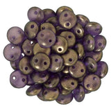 HALO Regal CzechMates Lentil Beads /2 hole /Gorgeous Gold Dusted Purple Lentils /6 mm /Czech Glass /Full Strand 50 Beads