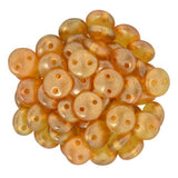 HALO SANDALWOOD Czech Lentils 6mm / Qty 50 Czechmates Lentil Beads /2 hole /Gorgeous Gold Dusted Dark Amber Brown Lentils 