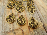 Earth Charm Drops, Antique Bronze, Tierracast Earth Charms, Qty 4 to 20, Planet Pendants, Tierra Cast Finding for Jewelry Making and Crafts