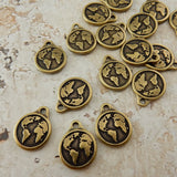 Earth Charm Drops, Antique Bronze, Tierracast Earth Charms, Qty 4 to 20, Planet Pendants, Tierra Cast Finding for Jewelry Making and Crafts