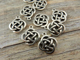 Open CELTIC KNOT Charms, Antique Silver, TierraCast Pendants, Knotwork, Qty 4 to 20, Yoga Meditaton Knot Work Charms