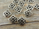 Open CELTIC KNOT Charms, Antique Silver, TierraCast Pendants, Knotwork, Qty 4 to 20, Yoga Meditaton Knot Work Charms